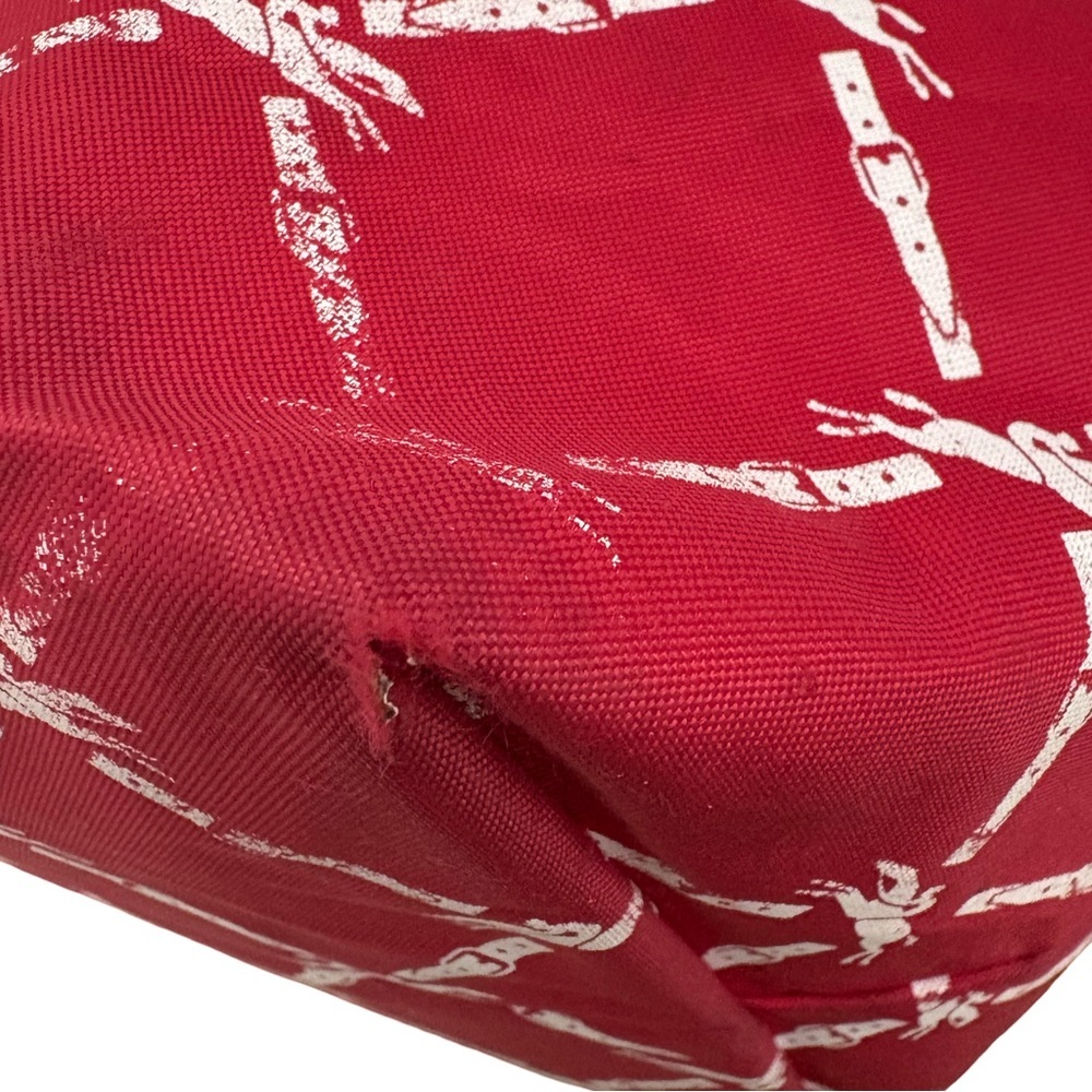 Longchamp Le Pliage Medium Band Signature Panther Print Nylon Shoulder Bag Red - Picture 10 of 16